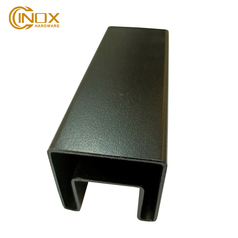 40x40x24x24mm stainless steel powder coated matt black cap rail for glass railing