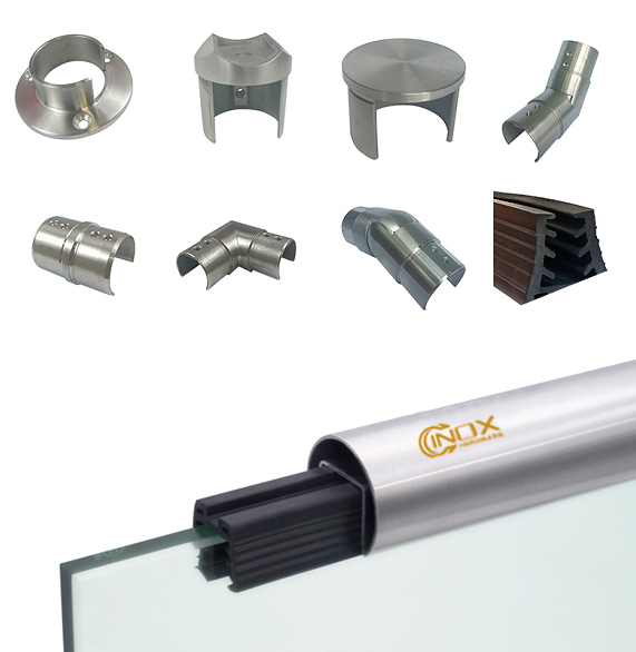 42.4/48.3mm Cap Rail Stainless Steel Round slotted tube fittings Manufacturers